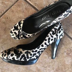 White House Black Market Snow leopard high heels